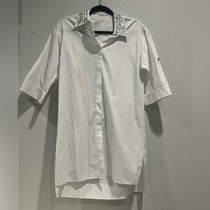 Alice + Olivia White Tunic with Embellished Collar